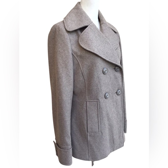 New York & Company Oatmeal Brown Wool Blend Coat - Picture 3 of 6